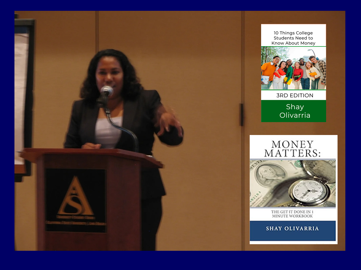 Shay Olivarria speaking at Cal State Long Beach.